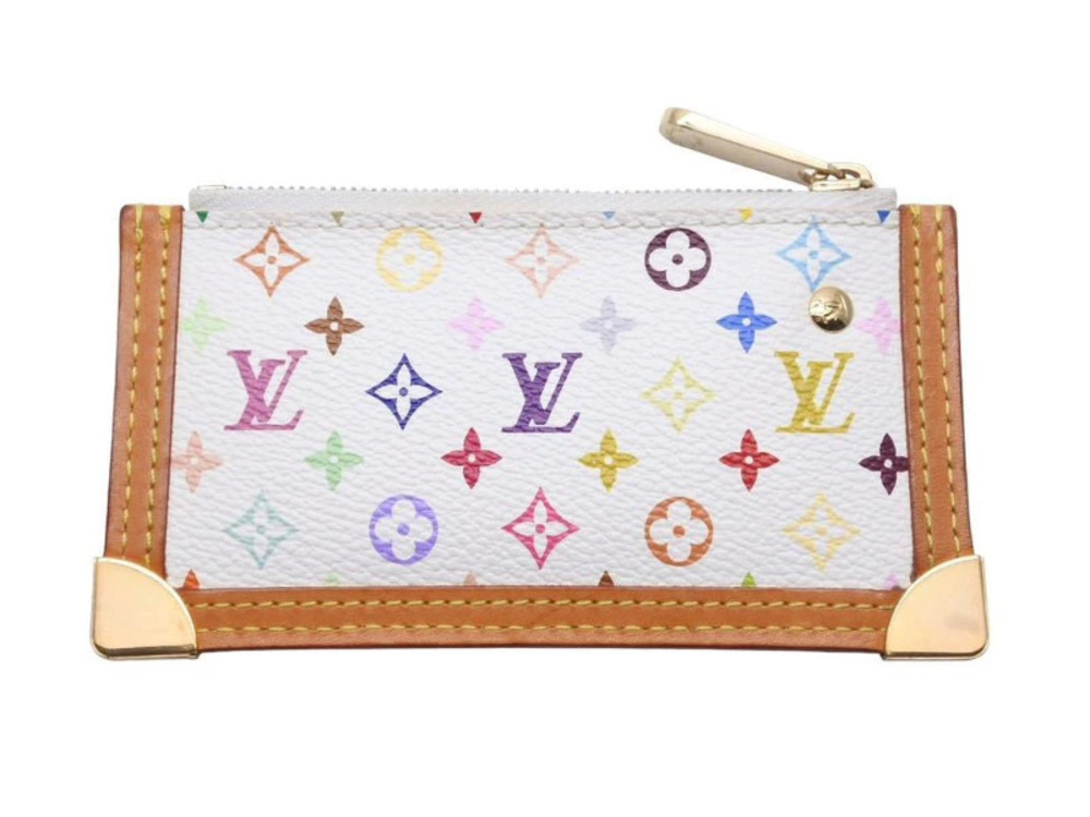 Louis Vuitton Key coin case Wallet Canvas White Multicolor